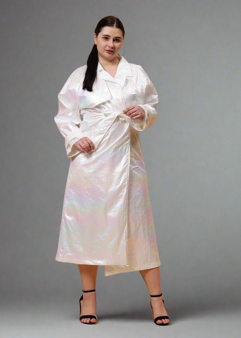 Gaiia Shimmer Holographic Long Jacket - Golden - GAIIA